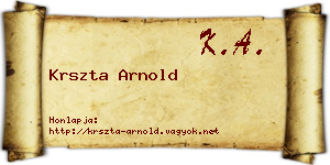 Krszta Arnold névjegykártya